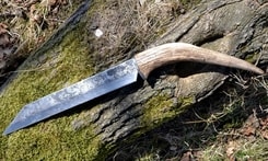 SCRAMASAX, hand forged long knife, antler, sharp replica