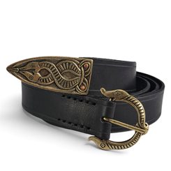 Vikinger-Gürtel aus Leder, Bestie Borre, schwarz