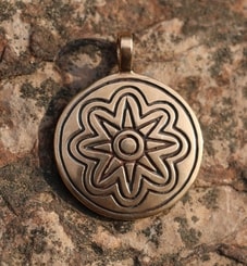 BRONZE AGE SUN IV, bronze pendant