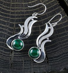 IRIS - Malachite Earrings, sterling silver