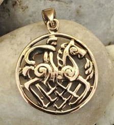 ODIN and SLEIPNIR, bronze pendant