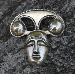 CELTIC HEAD PENDANT, La Tene art style, sterling silver