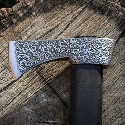 FLORA VALASKA traditional forged Carpathian Axe - etched