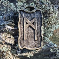 Mannaz - Rune Pendant zinc ant. brass