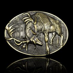 Cerf, boucle de ceinture, laiton
