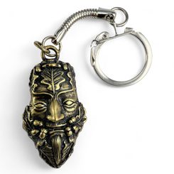 GREEN MAN, oak, key ring, zinc old brass