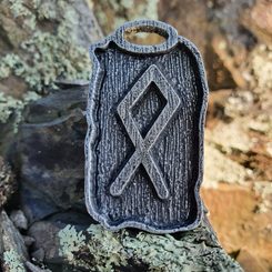 OTHILA - Futhark, rune pendant, zinc