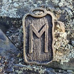 EHWAZ, Rune Pendant zinc, ant. brass