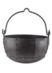Large riveted steel kettle, approx. 21 litres