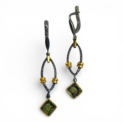 FLUVIA, moldavite, silver earrings, Ag 925/1000
