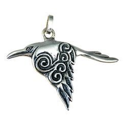 CORVUS - Celtic Crow Pendant, silver 925