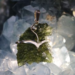KALINA, MOLDAVITE, silver pendant Ag 925