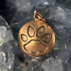 WOLF TRACK, pendant, zinc, ant. brass
