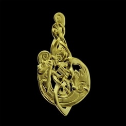 Mac Tíre Celtic Wolf, pendant, 14K gold