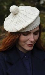 Merino Woollen Beret, ladie's, white