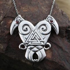 HEART OF THE NORTH, Hugin and Munin, silver viking necklace