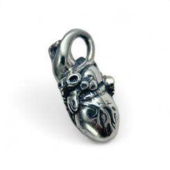 HEART, Anatomical Human, pendant, sterling silver
