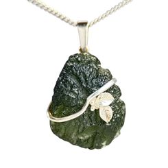 KATICA, MOLDAVITE, silver pendant Ag 925