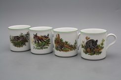 Wildlife, mugs, Carlsbad porcelain - Set of 4 x