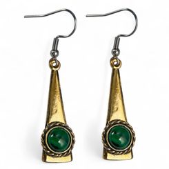 TRIANGLE, boucles d'oreilles, bronze, malachite