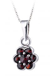Fleur, pendentif, grenat, argent 925/1000