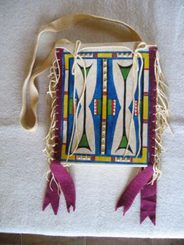 Indian Deerskin Rawhide Pouches Beaded