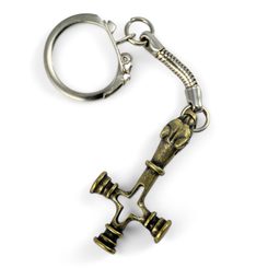 Porte-clés croix de loup, zinc vieux laiton