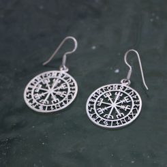 VEGVISIR, Icelandic Rune Earrings, silver