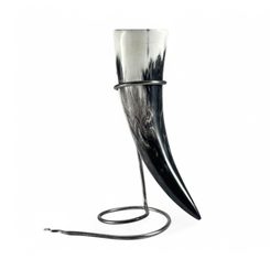 Hand Forged Iron Horn Stand - snake tail shaped tip