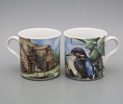 Martin-pêcheur à dos bleu, Tasse, Carlsbad porcelaine