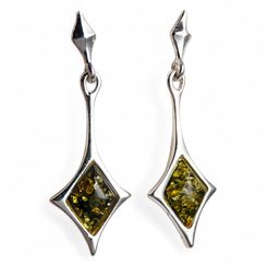 JASNA, boucles d'oreilles en ambre, vert, argent