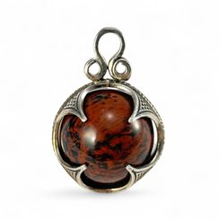 Jaspe - noir et rouge, pendentif viking, Gotland, argent 925/1000
