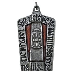 Hussite shield, pendant, zinc, enamel