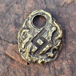 JERA, runic amulet, old brass