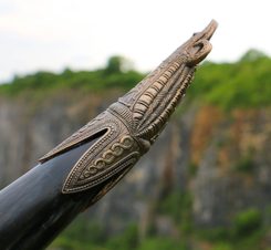 DRINKING HORN HOLDER, leather, brown