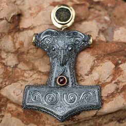 SCANIA THOR'S HAMMER, silver pendant with Moldavite