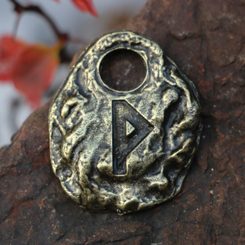 WUNJO - rune, amulette, vieux laiton