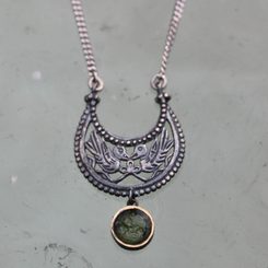 Viking Birds - necklace, silver 925 and Moldavite