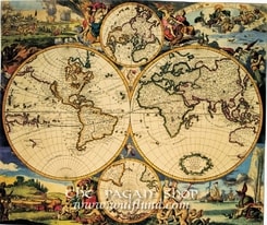 Antique WORLD, Danckerts, historical map, replica