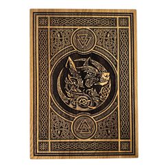 Fenrir and Valknut- Wolf wall decoration, wood 32x46 cm
