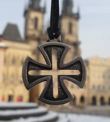 TEMPLAR CROSS, hand casted talisman, tin alloy