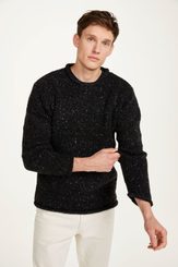 Irischer Fischerpullover, Aran, schwarz