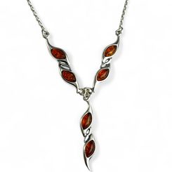VALERIA, collier en argent, ambre, Ag 925/1000