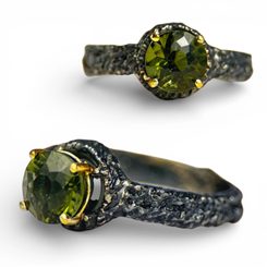 KRUMAU, moldavite, silver ring, Ag 925/1000