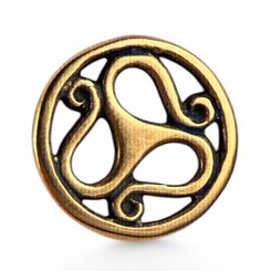 Celtic Triskelion, bronze belt rivet, concho
