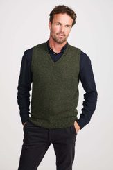 Men's knitted vest with V-neck and neoprene pattern