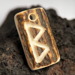 ALGIZ RUNE, deer antler pendant