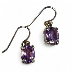 Silver earrings with amethyst, Ag 925/1000