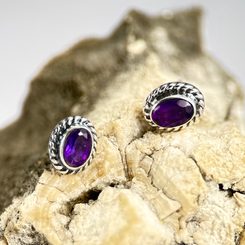 KIRA, earrings, silver and amethyst
