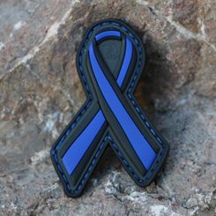 Thin Blue Line Ribbon Rubber Patch Police support